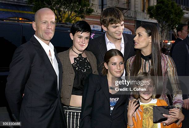 Bruce Willis, Ashton Kutcher and Demi Moore with daughters