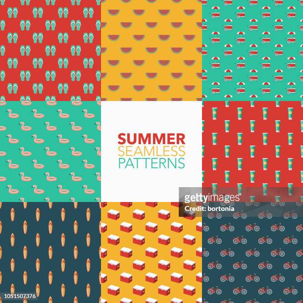 summer seamless pattern set - watermelon stock illustrations