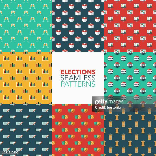 elections seamless pattern set - vote background stock illustrations