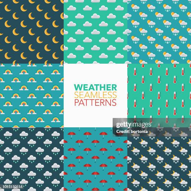 weather seamless pattern set - spring rain stock illustrations