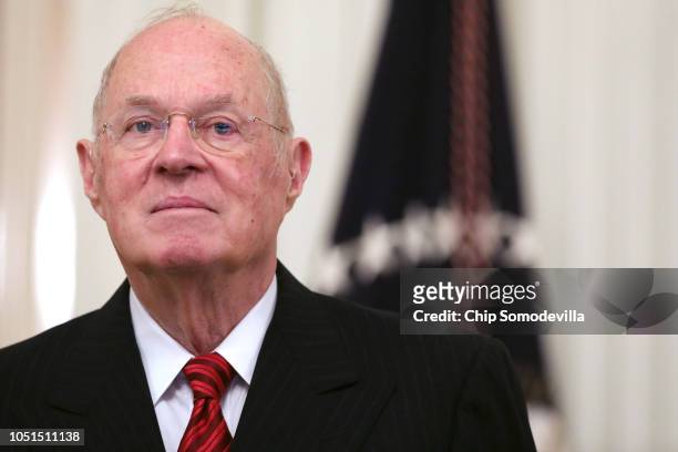 Retired U.S. Supreme Court Associate Justice Anthony Kennedy attends Associate Justice Brett Kavanaugh's ceremonial swearing in in the East Room of...