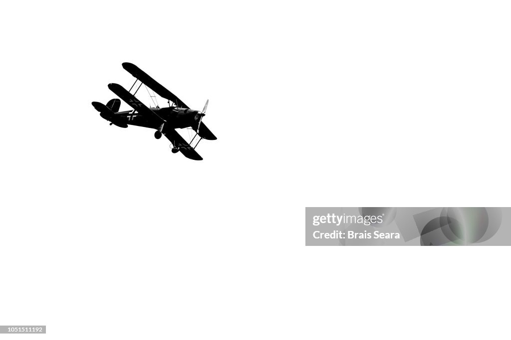 Biplane flying