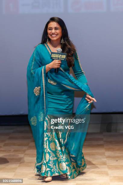 Indian actress Rani Mukerji attends an after-screening event of film 'Hichki' on October 8, 2018 in Beijing, China.
