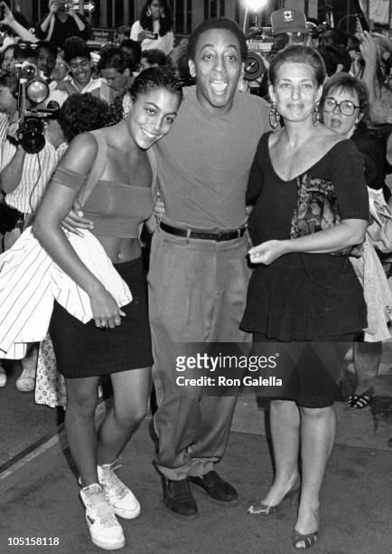 Gregory Hines, Daughter & Wife during Premiere of "Who's That Girl" at The Armed Forces Bldg. In New York City, NY, United States.