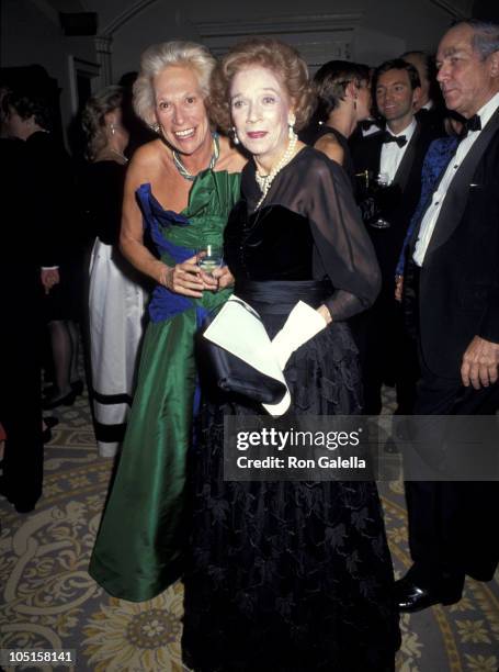 Iris Love and Brooke Astor during 1992 Animal Medical Center Hosts "Top Dog" Gala at The Pierre Hotel in New York City, New York, United States.