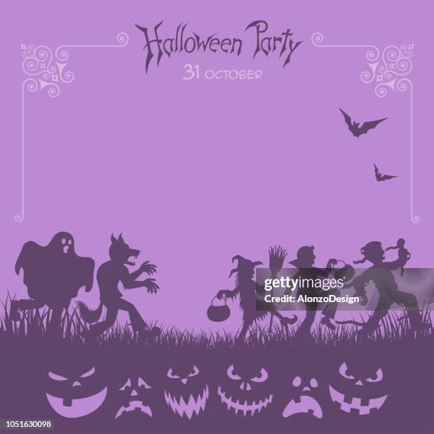 halloween trick or treaters - halloween kids stock illustrations