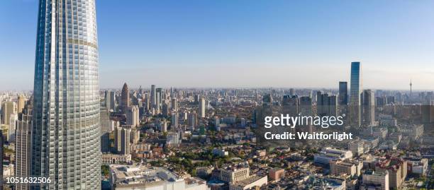 aerial view of tianjin cityscape at daytime - tianjin stock pictures, royalty-free photos & images