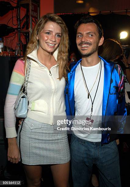 Mischa Barton and Matthew Williamson during Mercedes-Benz Fashion Week Spring 2004 - Matthew Williamson - Backstage at Bryant Park in New York City,...