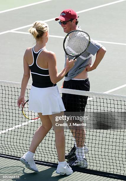 Maeve Quinlan and Matthew Perry during 2nd Annual Childhelp Tennis Classic at Beverly Hills Country Club in Los Angeles, California, United States.