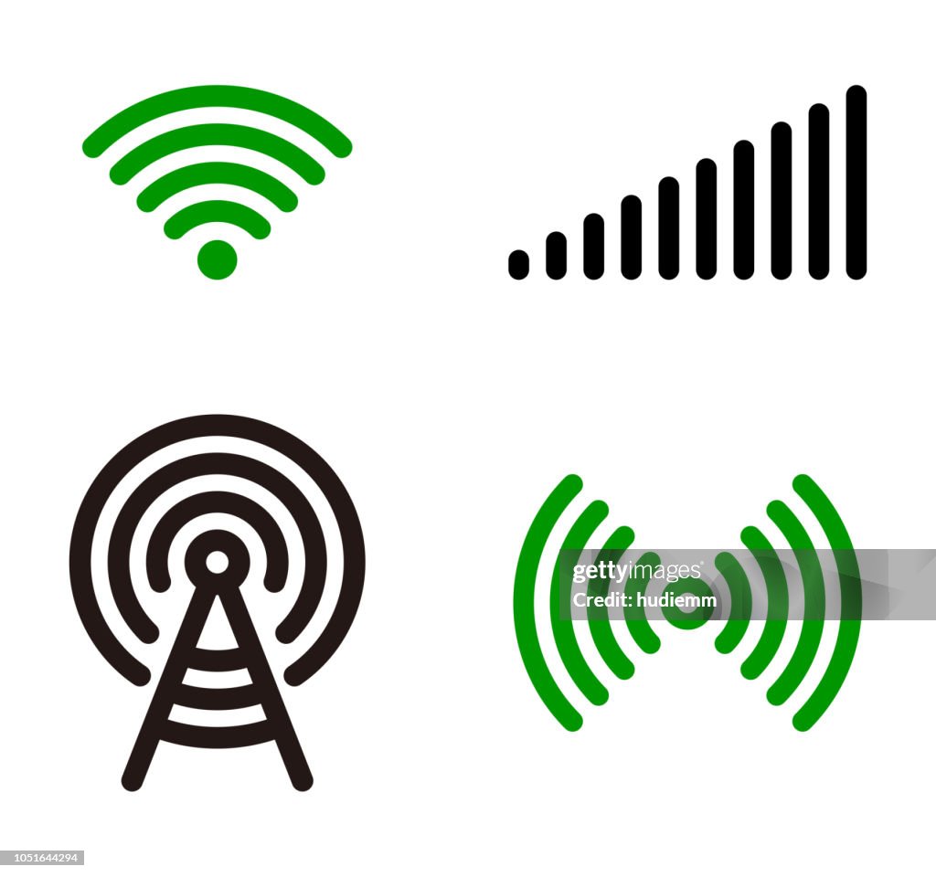 Vector groene Wifi pictogram symboolset