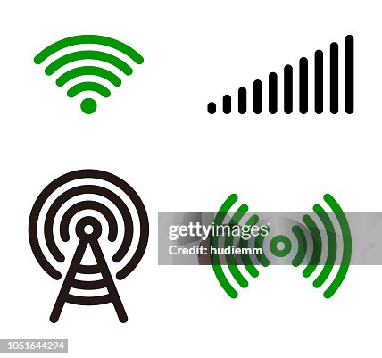 Vector green Wifi symbol icon set Vector green Wifi symbol icon set