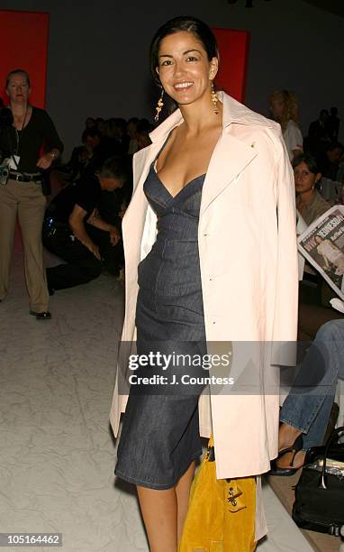 Dayssi Olarte de Kanavos during Mercedes-Benz Fashion Week Spring 2004 - Alvin Valley - Front Row and Backstage at Bryant Park in New York City, New...