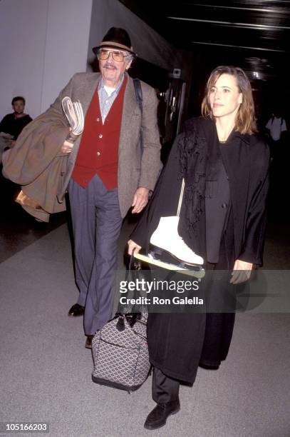Gregory Peck & Daughter during Arriving from New York at Los Angeles International Airport in Los Angeles, California, United States.