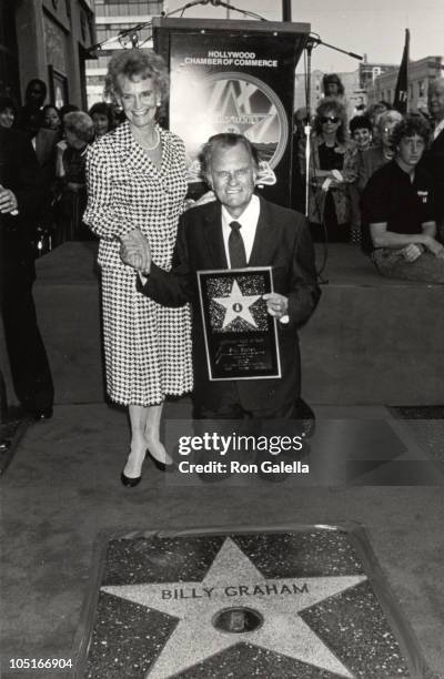 Billy Graham and wife Ruth during Billy Graham Honored with a Star on the Hollywood Walk of Fame at 6901 Hollywood Blvd. In Hollywood, California,...