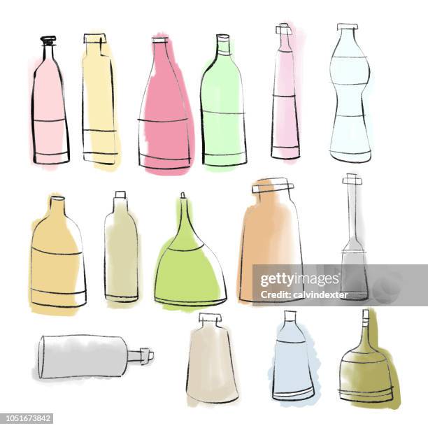 wine bottle designs 1 - networking event drinks stock illustrations