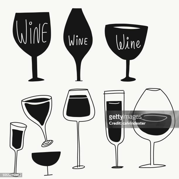 wine bottle designs 1 - wine glass stock illustrations