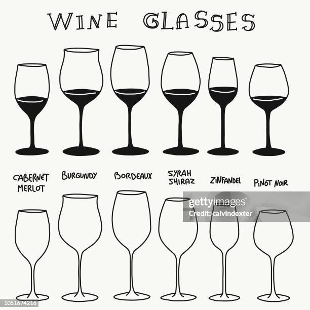 types of red wine glasses - wineglass stock illustrations