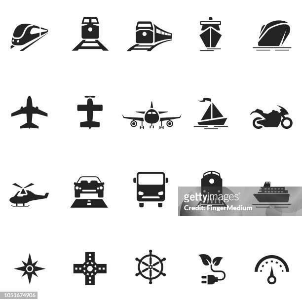 vehicle icon set - ship stock illustrations