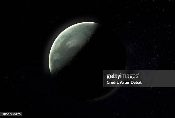 outer space exploration with exoplanet that can build future human settlement. - extrasolar planet - fotografias e filmes do acervo