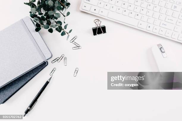 flat lay home office workspace - office work flat lay stock pictures, royalty-free photos & images