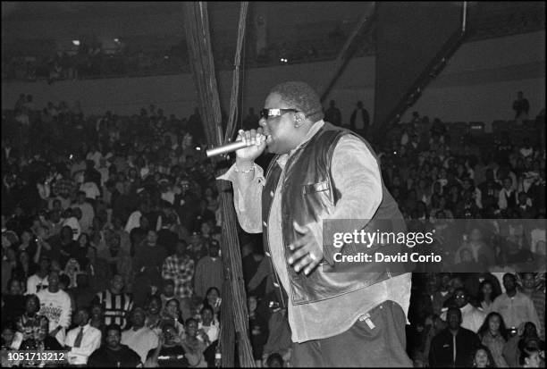 Notorious BIG aka Biggie Smalls performing at Urban Aid charity show at Madison Square Garden, New York, on 5 October 1995.