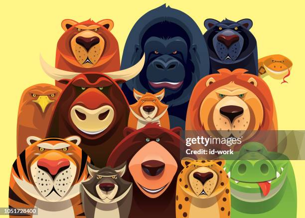 gruppe von gefährliche wilde tiere sammeln - animals in the wild stock-grafiken, -clipart, -cartoons und -symbole