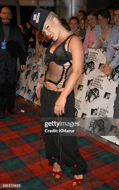 Pink during MTV Europe Music Awards 2003 - Red Carpet Arrivals at Ocean Terminal Arena in Edinburgh, Great Britain.