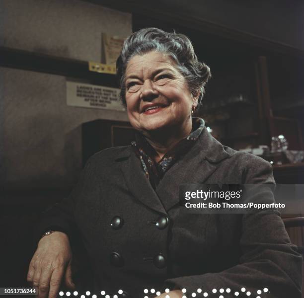 British actress Violet Carson , best known for her role as Ena Sharples in the ITV television soap opera 'Coronation Street', 1972.