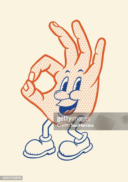 illustrazioni stock, clip art, cartoni animati e icone di tendenza di mano happy ok - hand gag