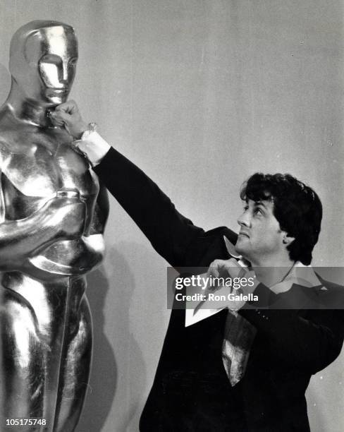 Sylvester Stallone during 49th Annual Academy Awards at Dorothy Chandler Pavillion in Los Angeles, California, United States.