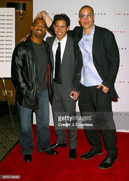 Michael Beach, Anthony Ruivivar and Coby Bell during Third Watch 100th Episode Celebration - Arrivals at Capriani in New York City, NY, United States.