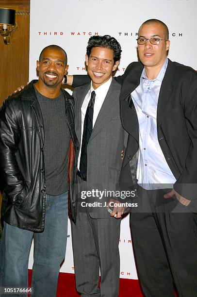 Michael Beach, Anthony Ruivivar and Coby Bell during Third Watch 100th Episode Celebration - Arrivals at Capriani in New York City, NY, United States.