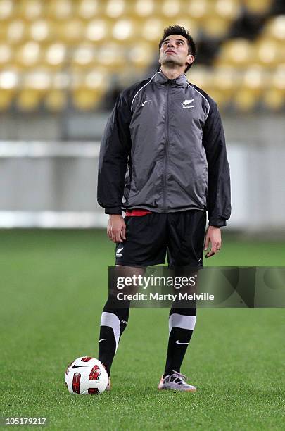 Rory Fallon of the All Whites undergoes fitness testing during a New Zealand All Whites training session at the Westpac Stadium on October 11, 2010...