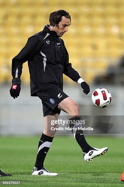 Ivan Vicelich of the All Whites trains during a New Zealand All Whites training session at the Westpac Stadium on October 11, 2010 in Wellington, New...