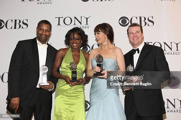 Denzel Washington, Viola Davis, Catherine Zeta-Jones, and Douglas Hodege attend the 64th Annual Tony Awards at The Sports Club/LA on June 13, 2010 in...