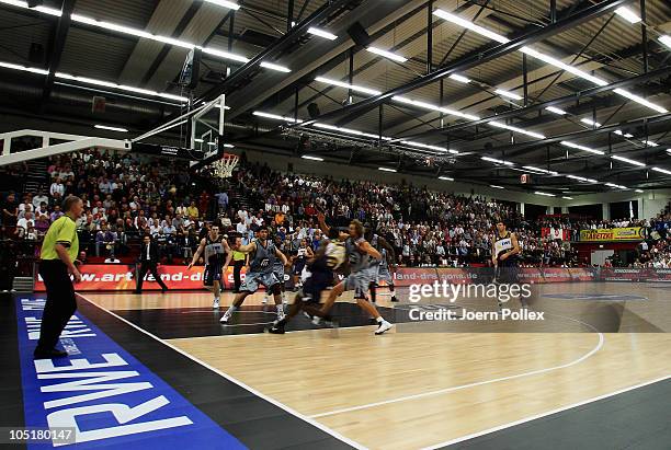 General view during the Basketball Bundesliga match between Artland Dragons and Alba Berlin at the Artland Arena on October 10, 2010 in Quakenbruck,...