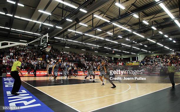 General view during the Basketball Bundesliga match between Artland Dragons and EWE Baskets Oldenburg at the Artland Arena on October 10, 2010 in...