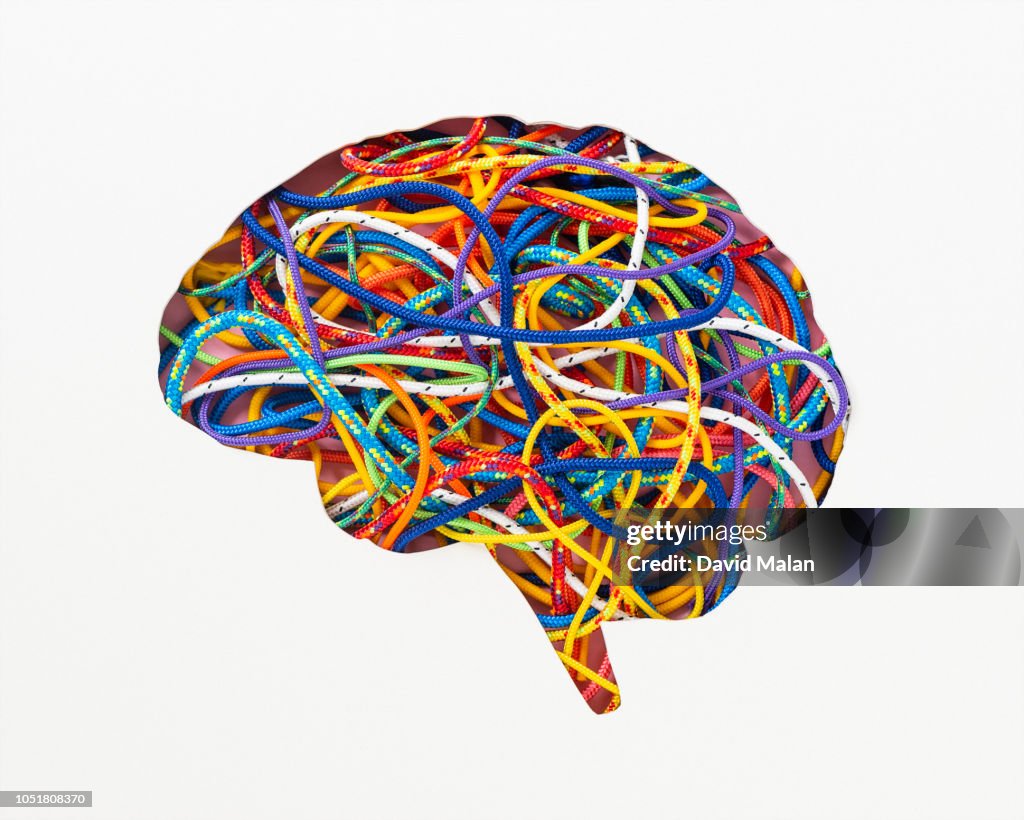 Brain Tangled In Ropes Multicoloured Ropes Within A Brain Shape High-Res Stock Photo - Getty ...