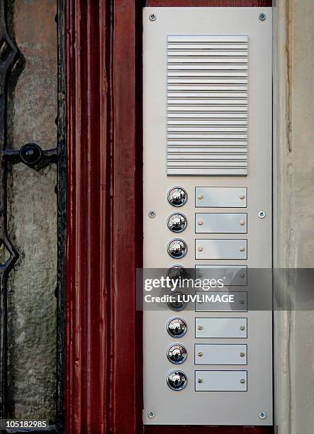 doorbells without names - intercom stock pictures, royalty-free photos & images