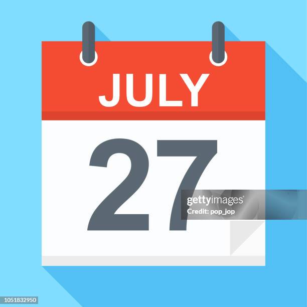 july 27 - calendar icon - number 27 stock illustrations