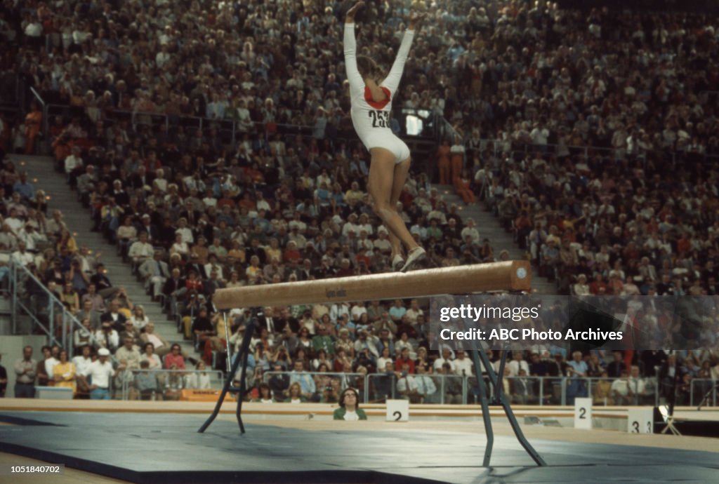 Olga Korbut Competing In The Women s Balance Beam Event At The 1972 olga-korbut-competing-in-the-women-s-balance-beam-event-at-the-1972