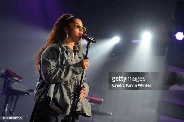 Ella Mai performs onstage during the Encore performance for Comcast Xfinity subscribers at the 2018 American Music Awards at Microsoft Theater on...