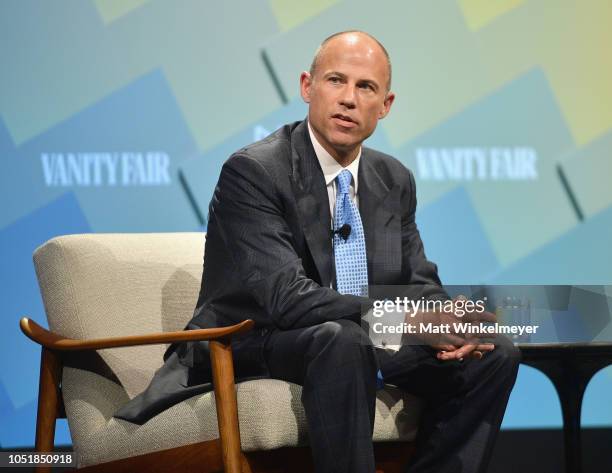 Co-founder of Eagan Avenatti, LLP, Michael Avenatti speaks onstage at Day 2 of the Vanity Fair New Establishment Summit 2018 at The Wallis Annenberg...