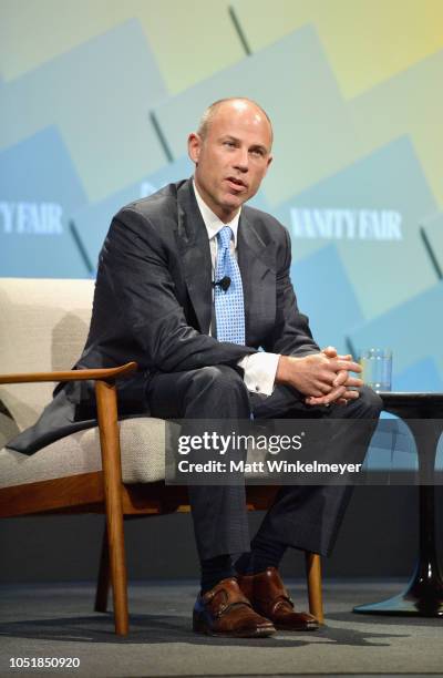 Co-founder of Eagan Avenatti, LLP, Michael Avenatti speaks onstage at Day 2 of the Vanity Fair New Establishment Summit 2018 at The Wallis Annenberg...