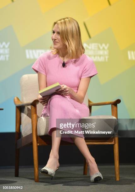Senior Reporter at Vanity Fair, Emily Jane Fox speaks onstage at Day 2 of the Vanity Fair New Establishment Summit 2018 at The Wallis Annenberg...