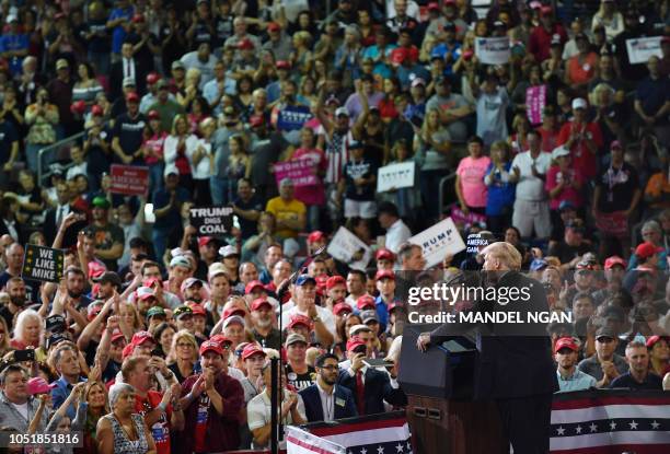 President Donald Trump speaks during a "Make America Great Again" rally at Erie Insurance Arena on October 10 in Erie, Pennsylvania.