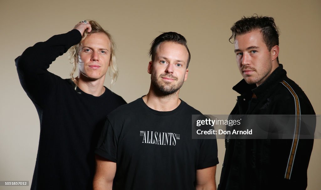 Jon George Rufus Tyrone Lindqvist, Jon George and James Hunt from the band Rufus pose ...