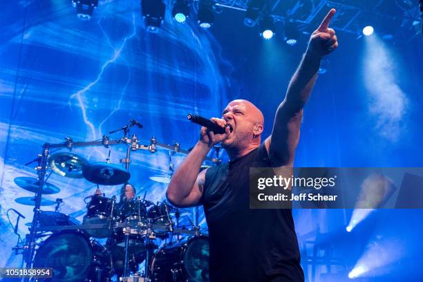 David Draiman of Disturbed performs at SiriusXM Presents Disturbed Live From The Vic Theatre In Chicago on October 10, 2018 in Chicago, Illinois.