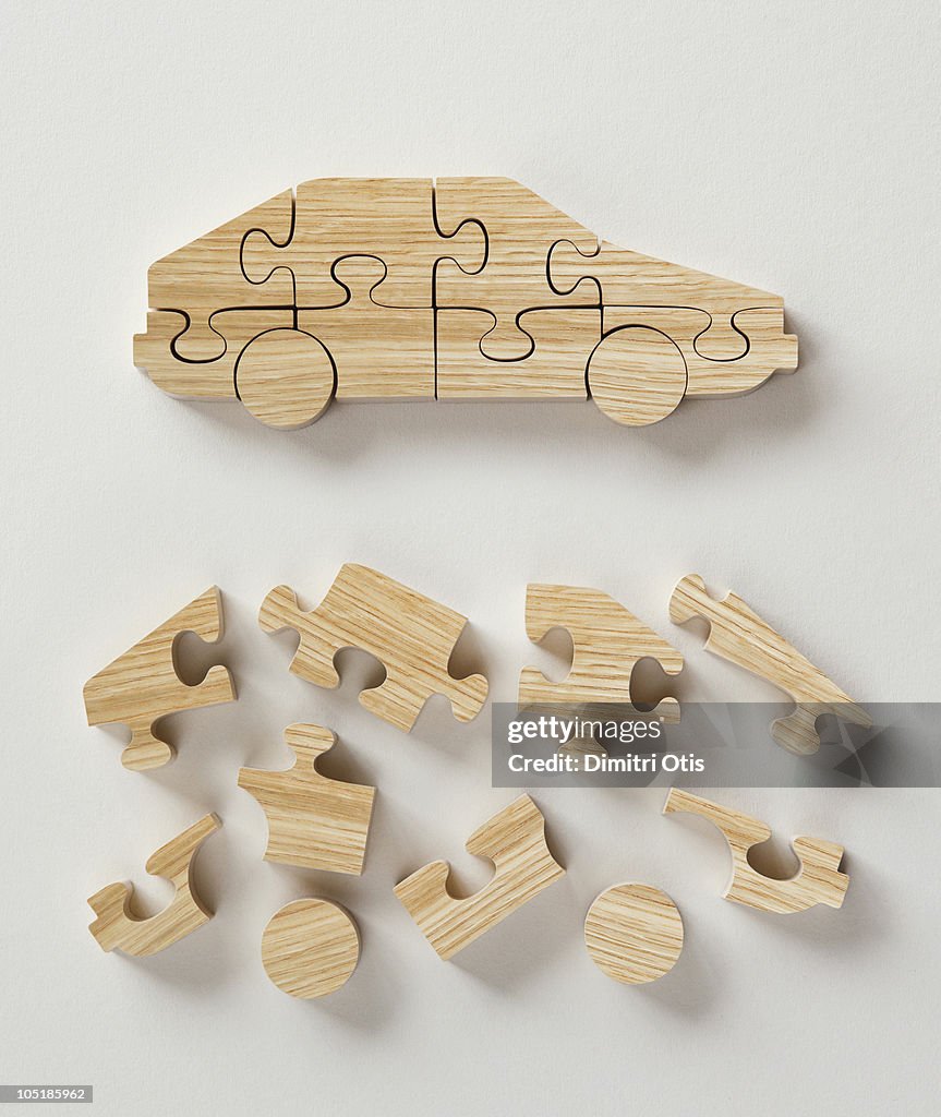 Wooden car shaped puzzle