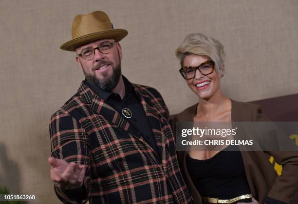 Actor Chris Sullivan and his wife Rachel Reichard arrive for the HBO series premiere of "Camping" on October 10, 2018 at the Paramount studios in Los...